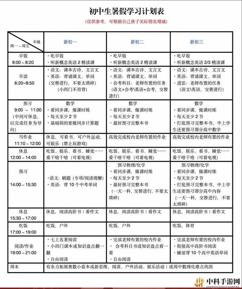 暑假自辱 30 天计划详细执行方案